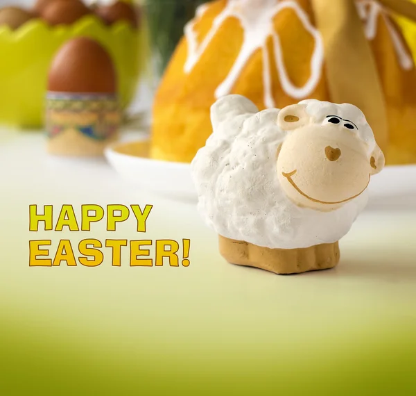 Pasta ve yumurta Paskalya tablo Easter kuzu (ram) — Stok fotoğraf