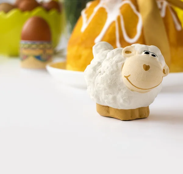 Kartka Wielkanocna geetting - zabawa owiec — Zdjęcie stockowe