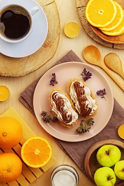 Das Vertikale Foto Zeigt Das Bild Von Getränken Und Essen — Stockfoto