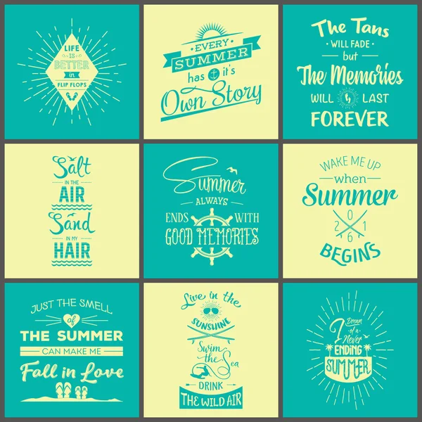 Conjunto de citas tipográficas de verano vintage — Vector de stock