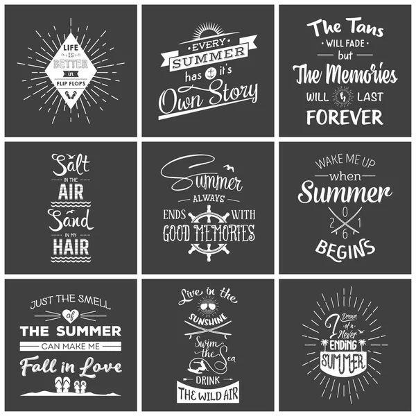 Ensemble de citations typographiques d'été vintage — Image vectorielle