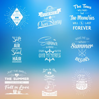 Vintage yaz tipografik tırnak seti