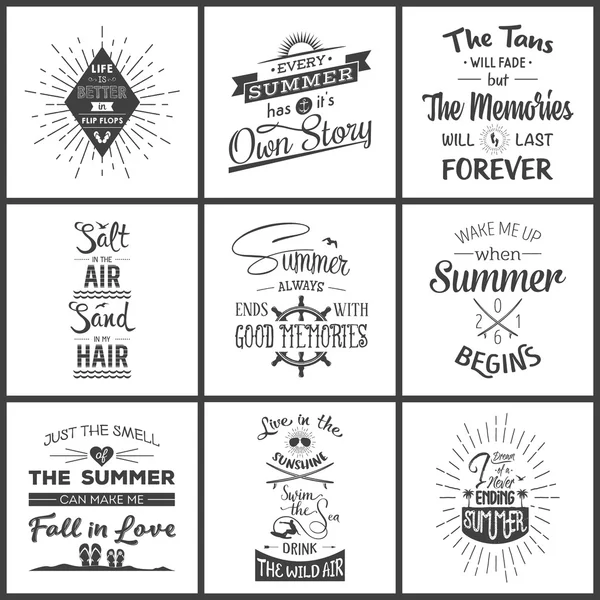 Ensemble de citations typographiques d'été vintage — Image vectorielle