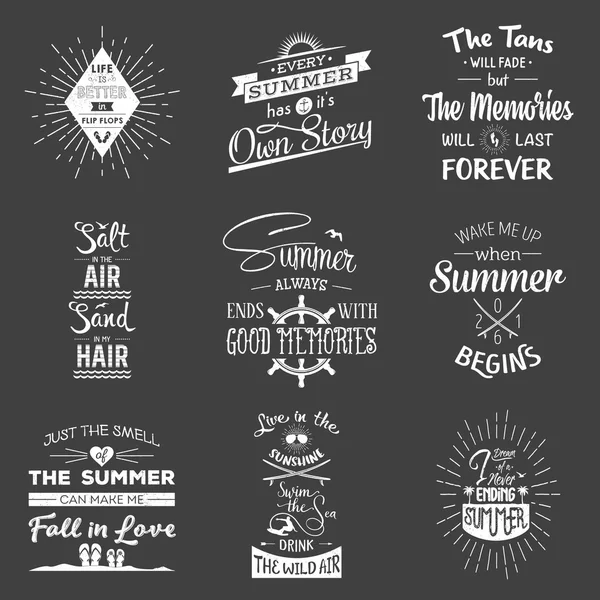 Conjunto de citas tipográficas de verano vintage — Vector de stock