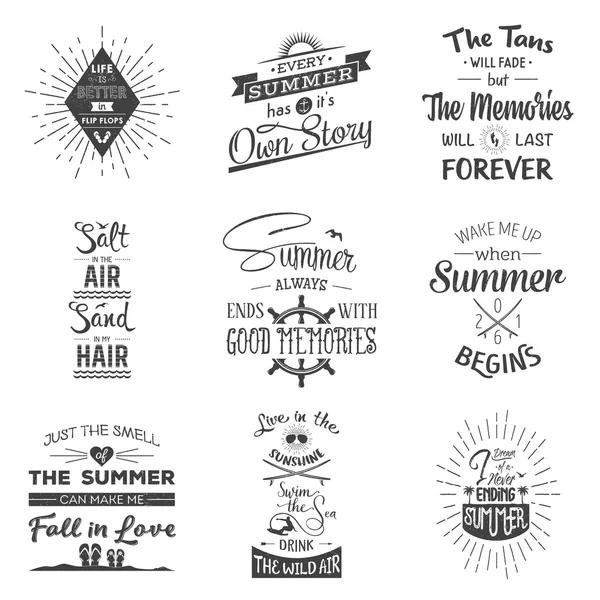 Conjunto de citas tipográficas de verano vintage — Vector de stock