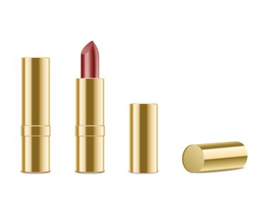 Beyaz arkaplanda kırmızı ruj izole edildi