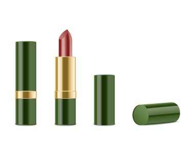 Beyaz arkaplanda kırmızı ruj izole edildi