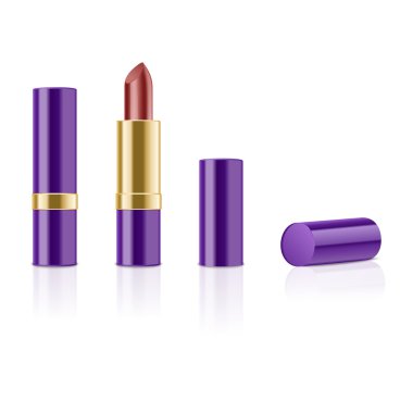 Beyaz arkaplanda kırmızı ruj izole edildi