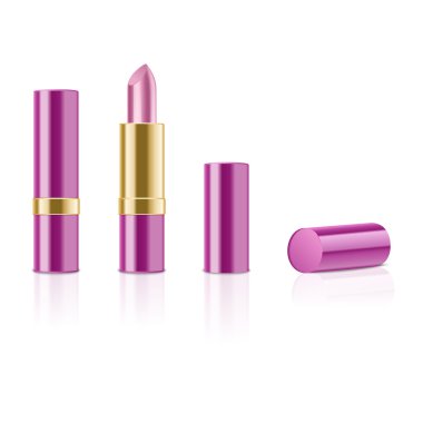 Beyaz arkaplanda kırmızı ruj izole edildi