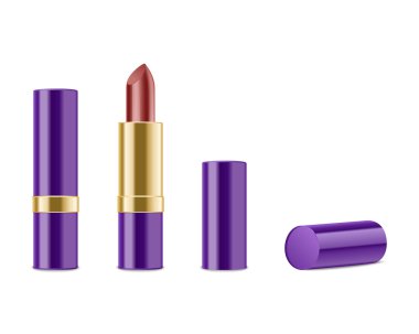 Beyaz arkaplanda kırmızı ruj izole edildi