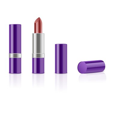 Beyaz arkaplanda kırmızı ruj izole edildi