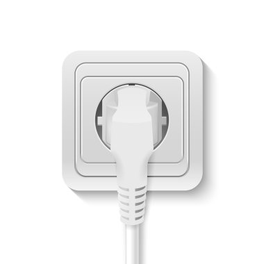 Vector power socket with cable plugged clipart