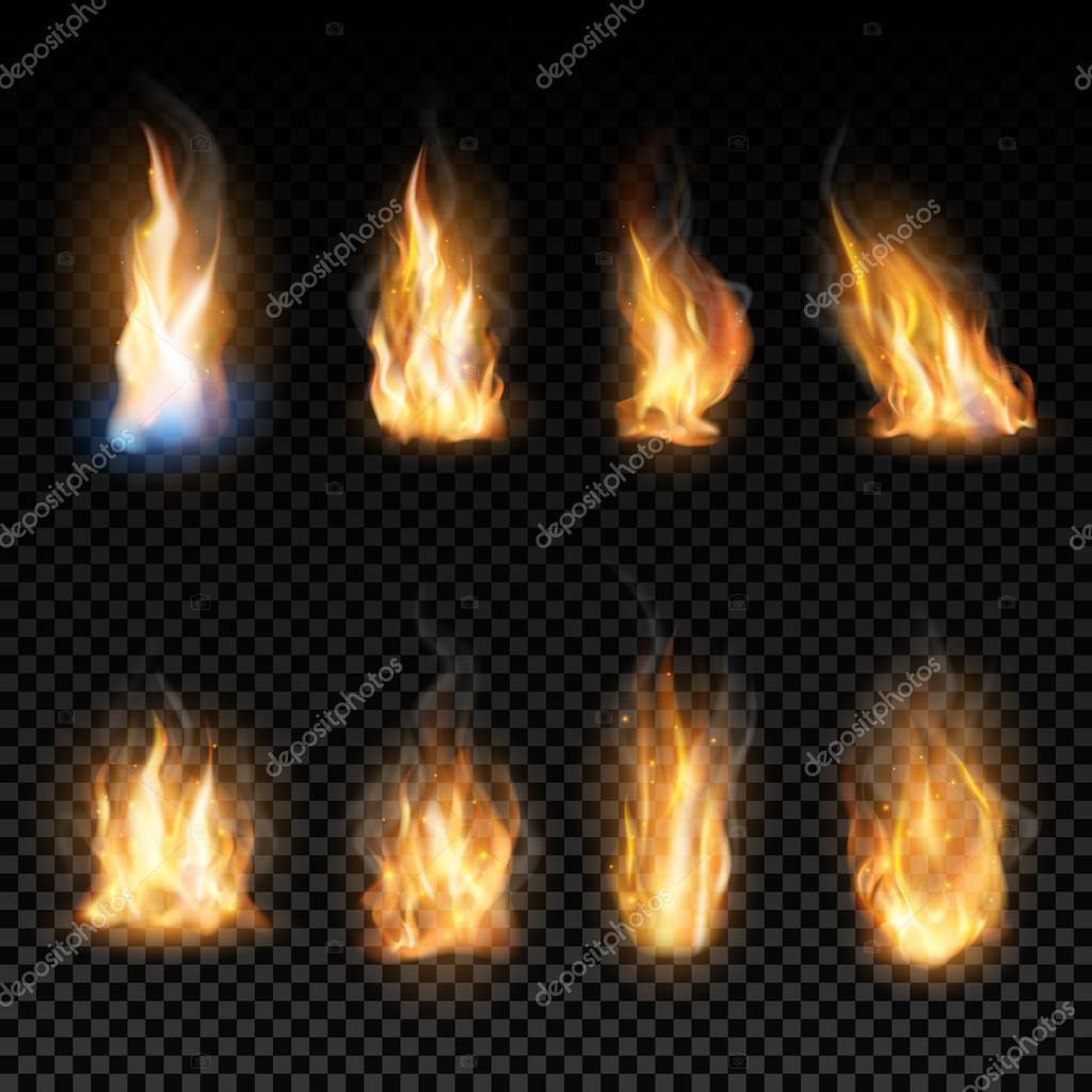 Conjunto de chamas de fogo