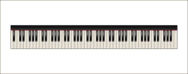 Piano keyboard, 88 keys, isolated clipart