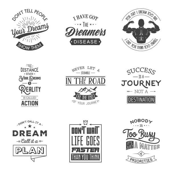 Conjunto de citas tipográficas de motivación vintage . — Archivo Imágenes Vectoriales