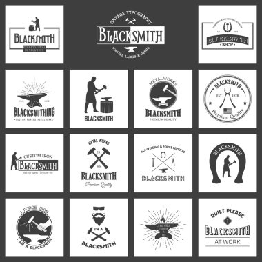 Blacksmith. Set of vintage typography posters, labels and prints. clipart