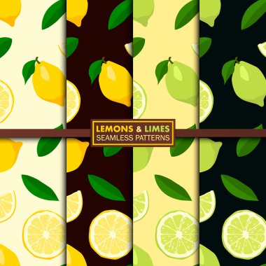 Limon ve limes ile Dikişsiz desen vektör ayarla.