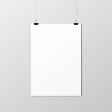Beyaz dikey A4 posterinde bir ip.