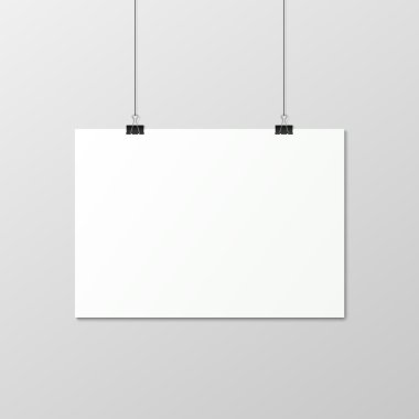 Beyaz dikey A4 posterinde bir ip.