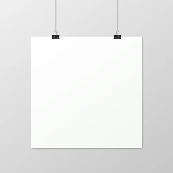 Cartaz vertical branco A4 em uma corda . — Vetor de Stock