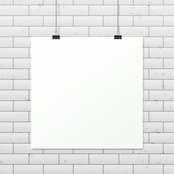 Affiche verticale blanche A4 sur une corde . — Image vectorielle