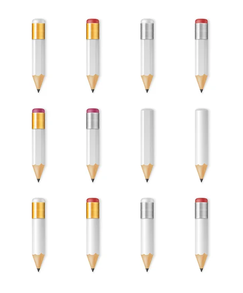 Crayons pointus en bois blanc — Image vectorielle