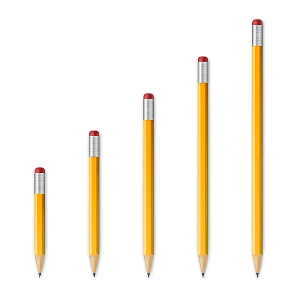Lápis afiados de madeira amarela —  Vetores de Stock