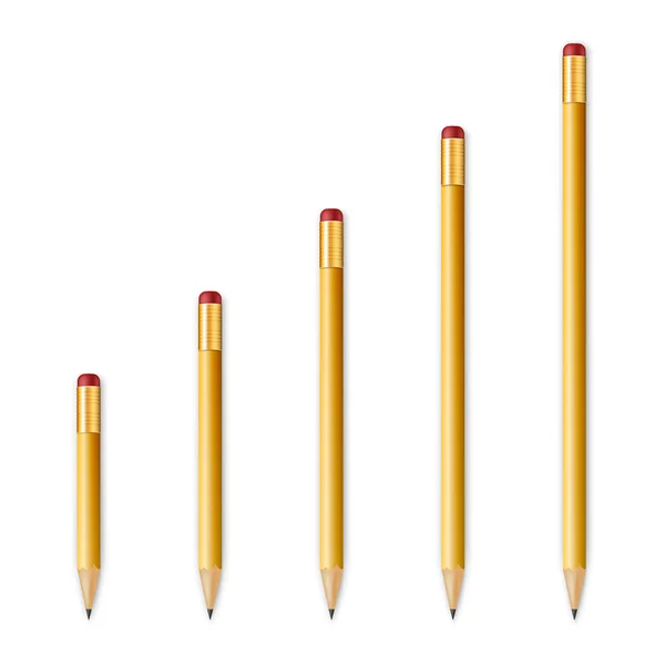 Gele houten scherpe potloden — Stockvector