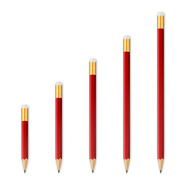 Crayons pointus en bois rouge — Image vectorielle
