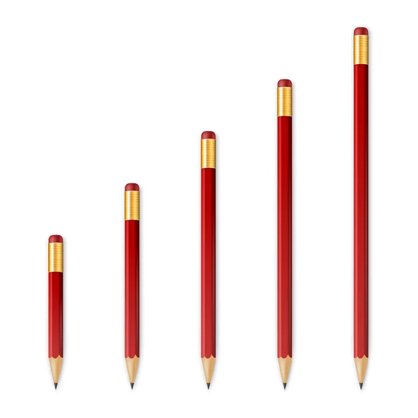 Červené dřevěné ostré tužky — Stockový vektor