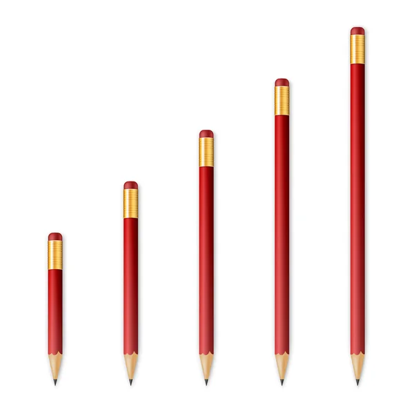 Crayons pointus en bois rouge — Image vectorielle