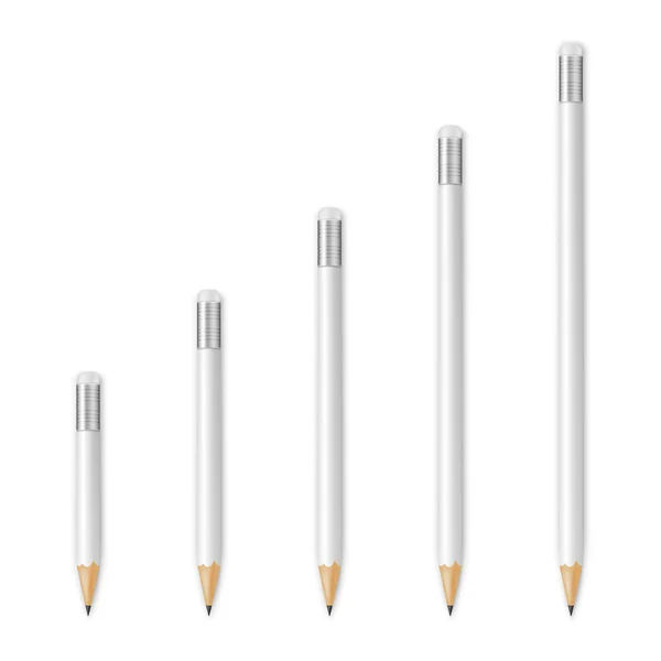 White wooden sharp pencils — Stock Vector