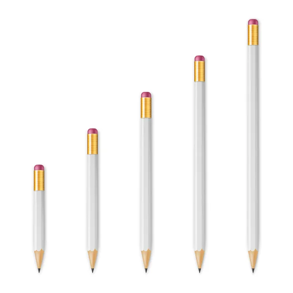 Crayons pointus en bois blanc — Image vectorielle