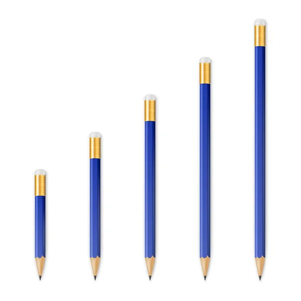Mavi ahşap keskin kalemler — Stok Vektör
