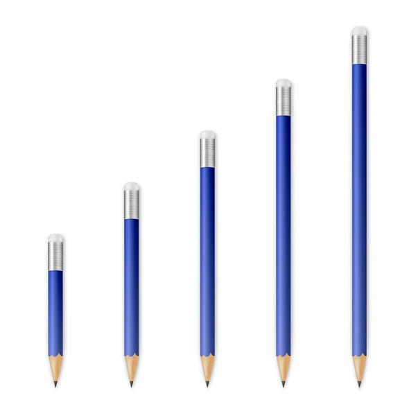 Blue wooden sharp pencils — Stock Vector