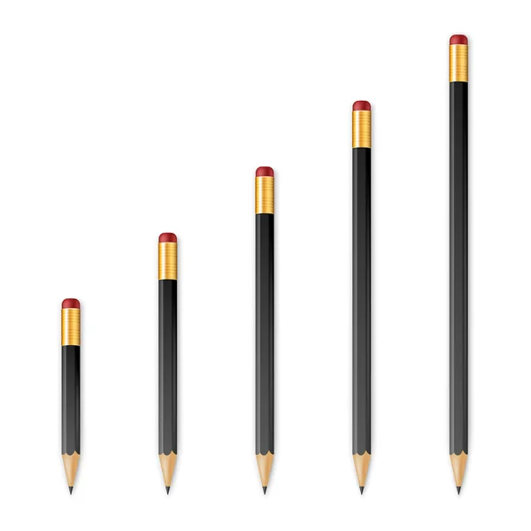 Lápis afiados de madeira preta — Vetor de Stock