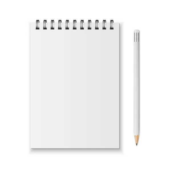 Cuaderno vectorial y lápiz — Vector de stock