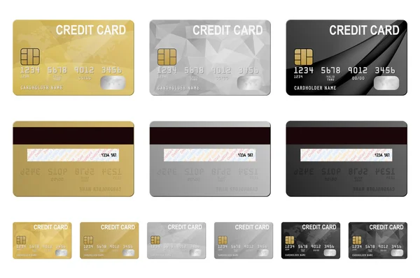 Conjunto de tarjetas de crédito vectoriales, aisladas . — Archivo Imágenes Vectoriales
