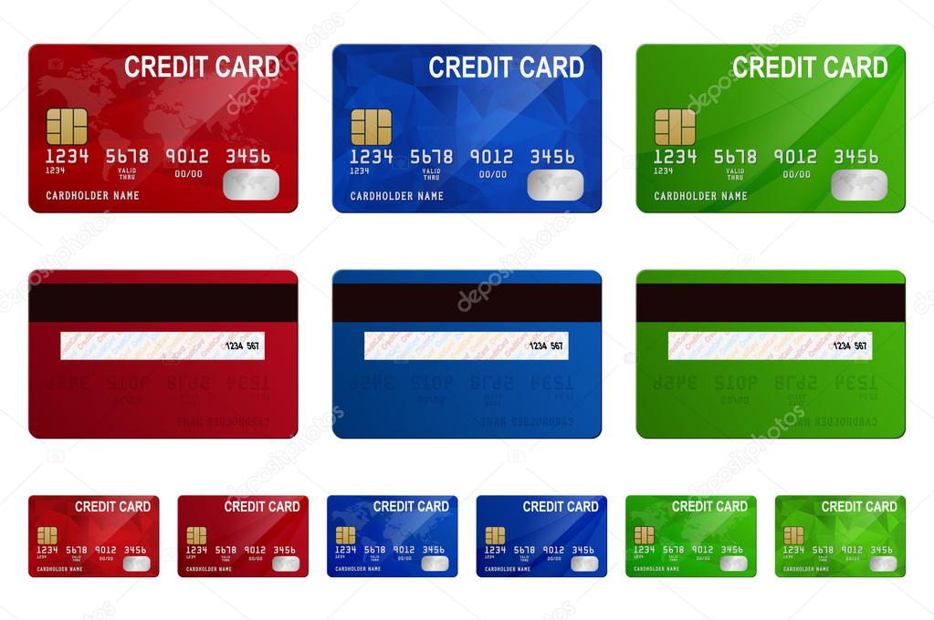 Vector credit cards set, isolated.