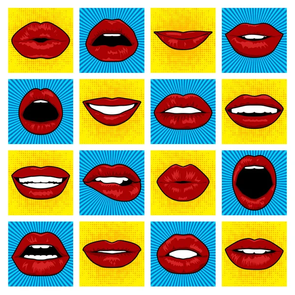 Lèvres vectorielles Pop Art . — Image vectorielle