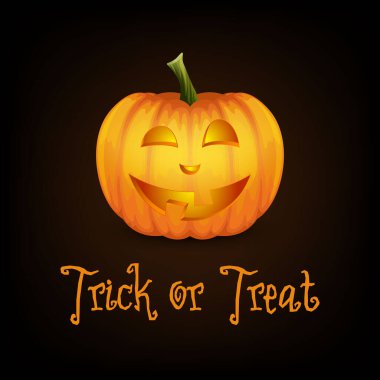 Şeker mi şaka mı? Pumkin ile Cadılar Bayramı Bayrağınız kutlu olsun. Vektör Karikatür Cadılar Bayramı Kabak Feneri Karanlık Arkaplanda Komik Yüzlü. Ön Manzara. Tasarım Şablonu. Sonbahar Tatili, Cadılar Bayramı Konsepti