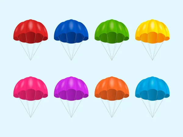 Vector 3d Realistic Colored Parachute Icon Set Isolated. Design Template for Delivery Services, Post, E-Commerce, Sport Concept, Web Banner, mockup. Front View — Stock Vector