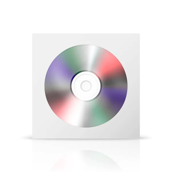 Vector 3d Realistic White CD, DVD in Closed Paper, Plastic Case, Package, Envelope with Window Closeup Isolated on White Background. Moockup 의 디자인 템플릿 , Copy Space. 전면 견해 — 스톡 벡터