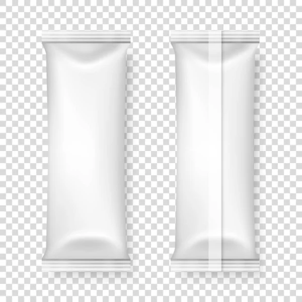 Векторная 3D-упаковка Blank White Packing Set Cup Isolated. Кофе, чай, соль, сахар, специи, шоколад, конфетная обертка, саше. Дизайн шаблона упаковки для макета. Вид сверху — стоковый вектор