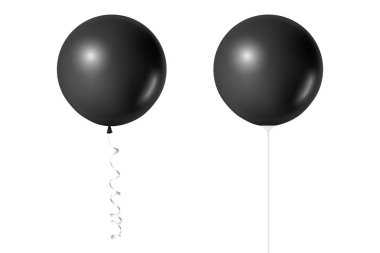 Vektör 3d Beyaz Arkaplan 'da izole edilmiş Siyah Balon Seti. Parti, kutlama, festival, doğum günü konsepti. Marka Tasarım, Dekorasyon, Model Şablonu. Ön Görünüm