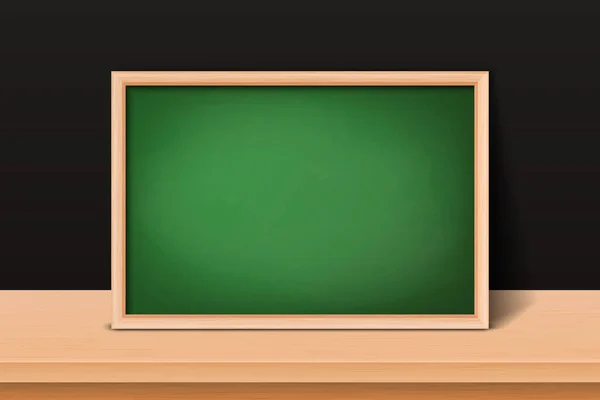 Vector 3d Realistic Blank Green Chalkboard, Wooden Frame Closeup Isolated on Transparent Background. Chalkboard Design Template, Mockup. 교실비었음. 식당 메뉴. 전면 견해 — 스톡 벡터