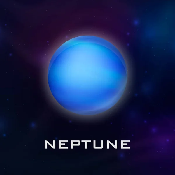 Planeet Neptunus. Vector 3d Realistische Ruimte Planeet in Ruimte Sterrenhemel. Galaxy, Astronomie, Ruimte Exploratie Concept. Template close-up van Neptunus — Stockvector