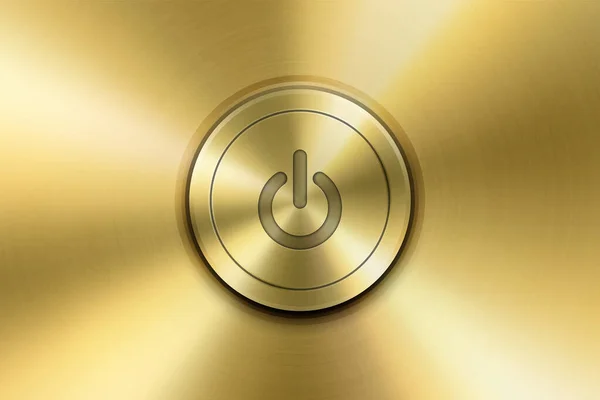 Vector Realistic Golden Yellow Metallic Knob. Fecho do botão do círculo. Modelo de Design de Metal. Controle de reprodução de volume de energia — Vetor de Stock