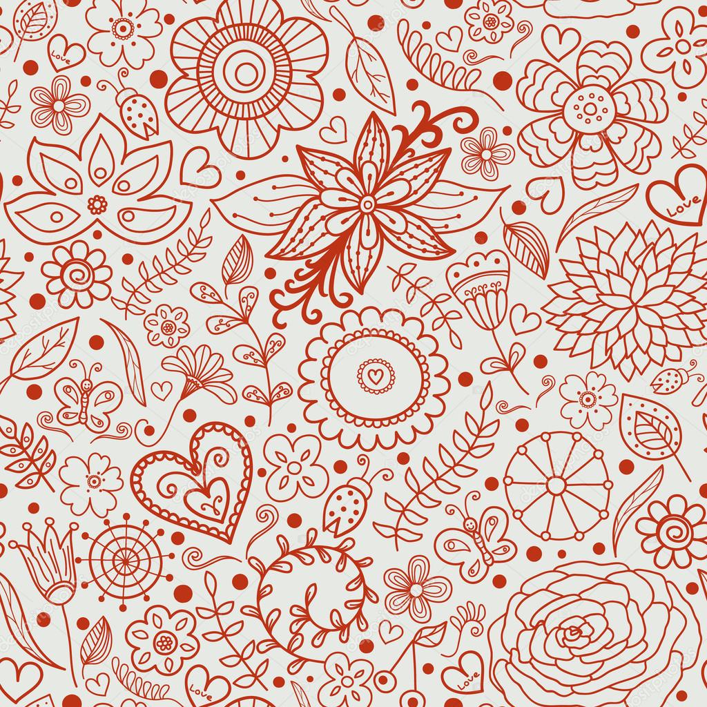 Seamless doodle floral texture
