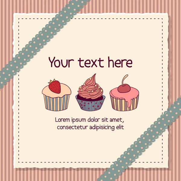 Carte de scrapbooking avec cupcakes — Image vectorielle